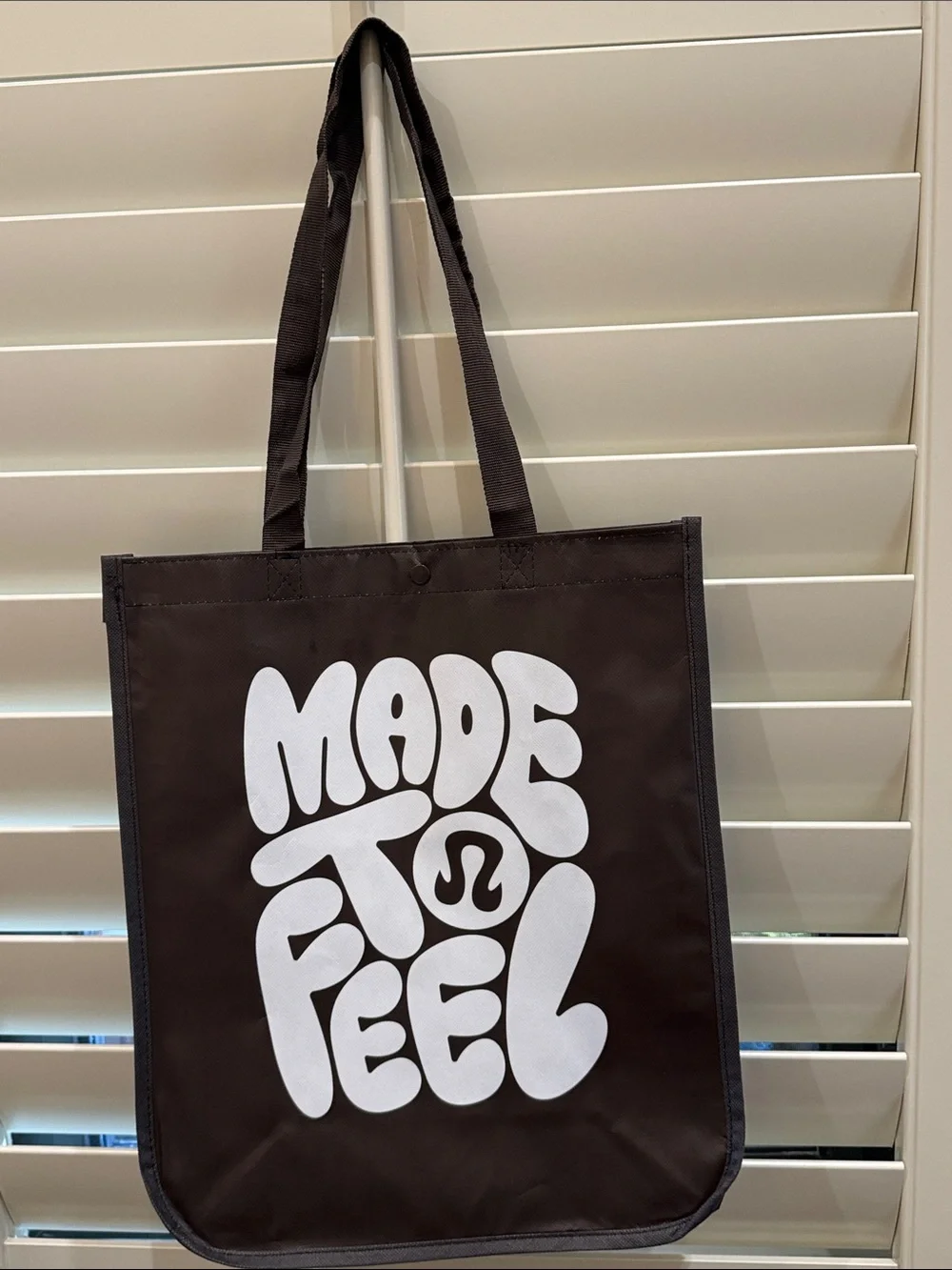 lululemon athletica Large Black Tote with White 'Made to Feel' Graphic